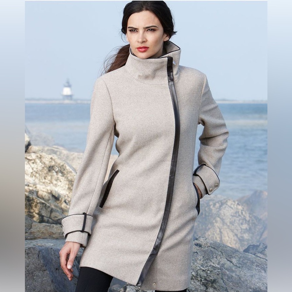 Calvin Klein Camel Wool Blend Car Coat